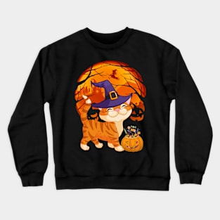 Cat pumpkin witch Crewneck Sweatshirt